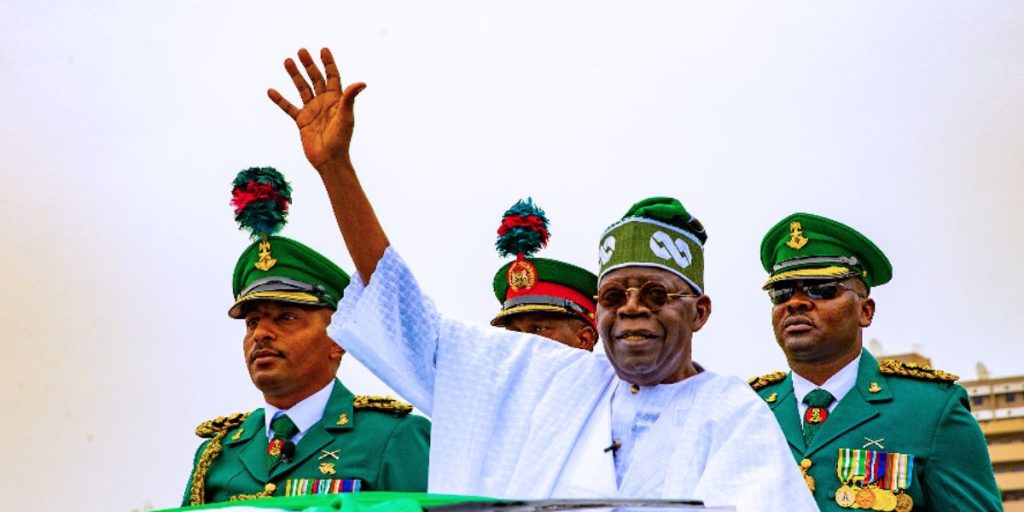 Tinubu waving during inauguration - 1