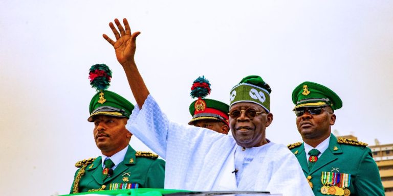 Tinubu waving during inauguration - 1