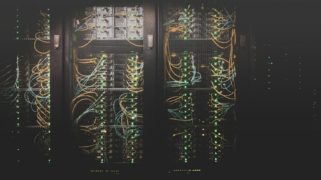 Network cables and server equipment in a data centre