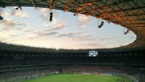 Floodlit football stadium illustrating Nigeria's AFCON qualifying defeat