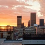 Johannesburg skyline in South Africa at dawn