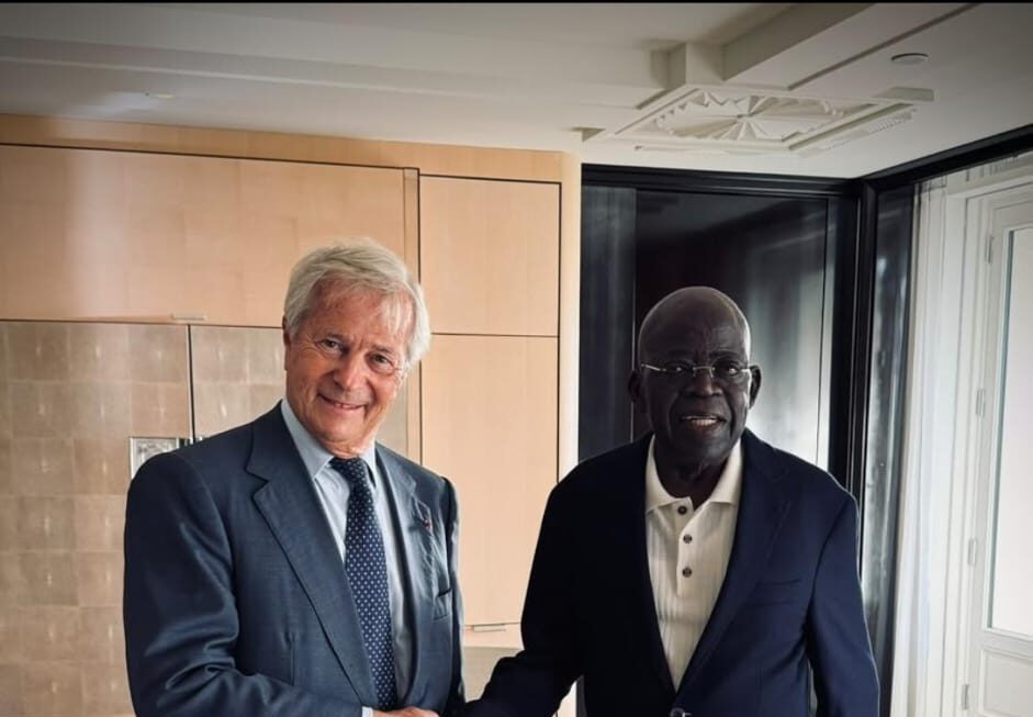 President Bola Tinubu meeting French businessman Vincent Bollore in Paris in September 2026