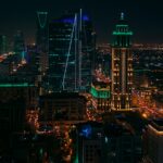 Riyadh skyline illuminated at night