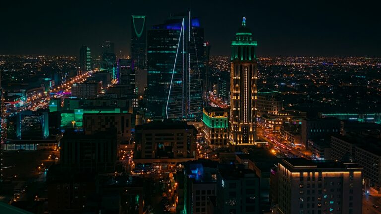 Riyadh skyline illuminated at night