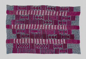 Nineteenth-century Yoruba aṣọ òkè wrapper woven in cotton and silk