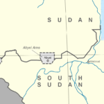 Historical location map of the disputed Abyei area between Sudan and South Sudan