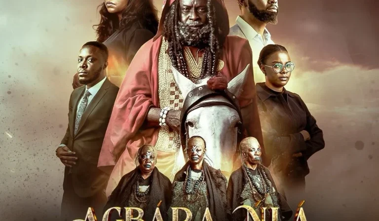 Promotional cast artwork for Agbara Nla: The Return, showing Mike Bamiloye as Isawuru and other characters.