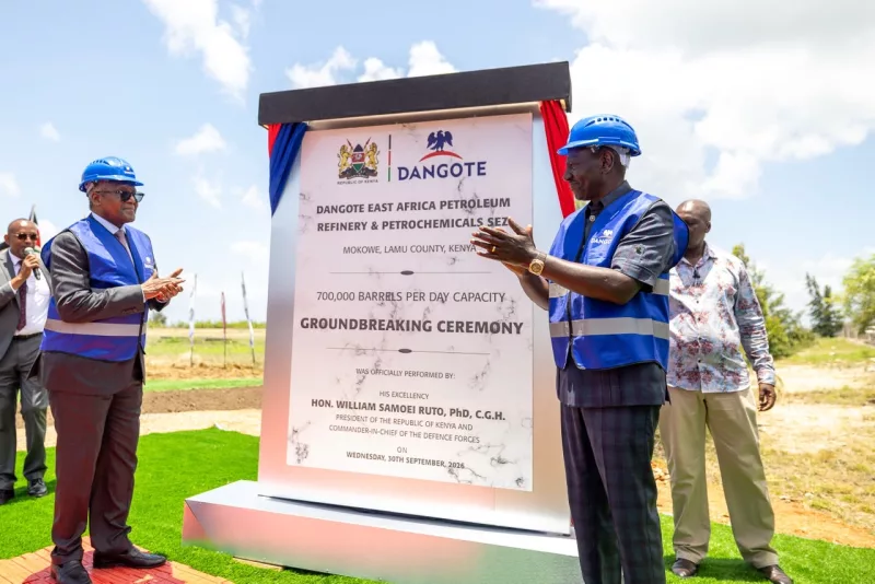 Aliko Dangote and Kenyan President William Ruto at the Lamu refinery groundbreaking ceremony