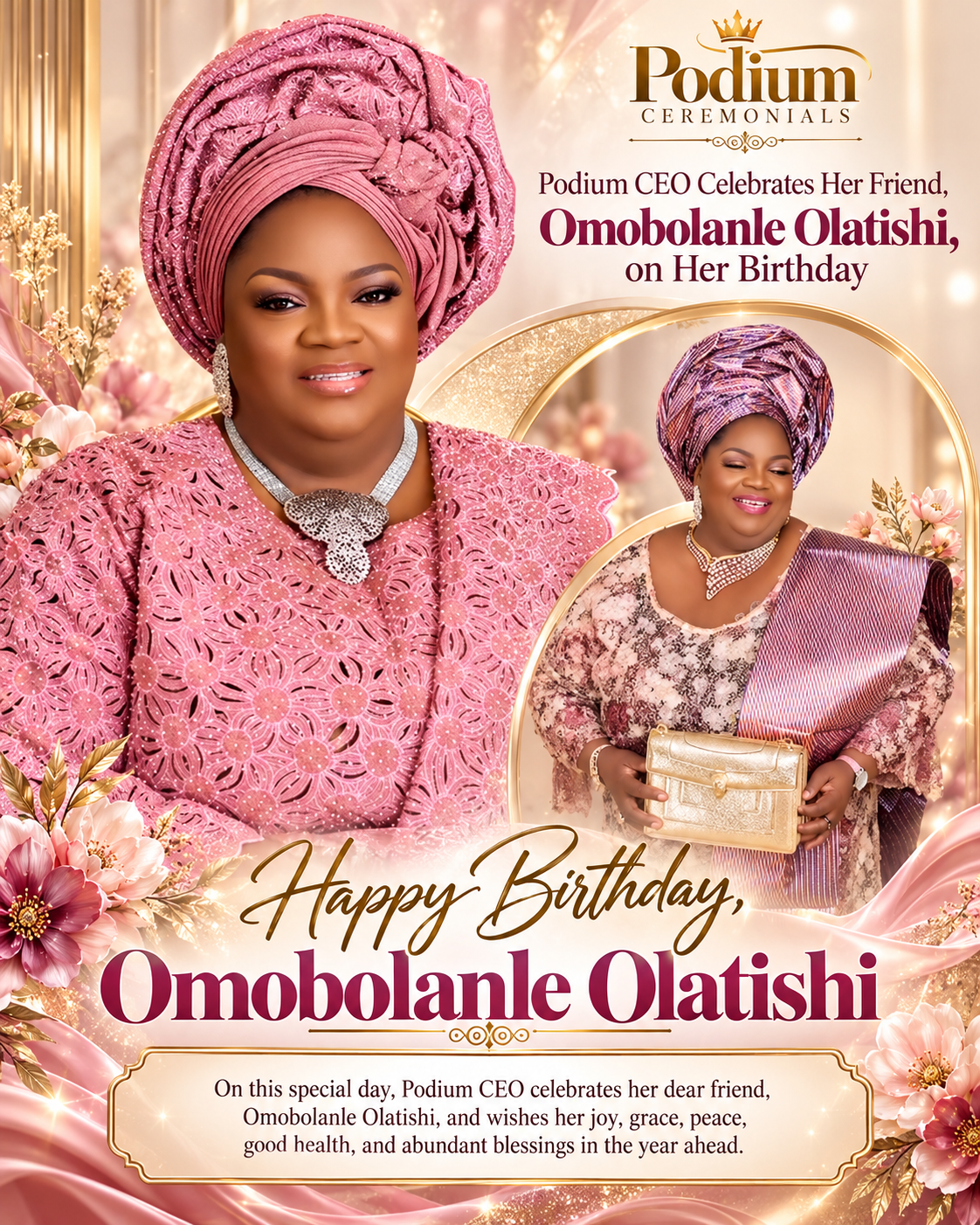 Birthday tribute to Chief Mrs Omobolanle Olatishe from Titilola Aboyade-Cole