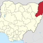 Map of Nigeria highlighting Borno State in the north-east