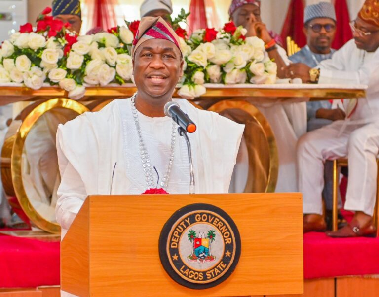 Dr Kadri Obafemi Hamzat speaking at a public event in Lagos