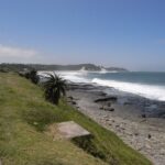 Archival beach view in East London, South Africa; not the shark attack scene