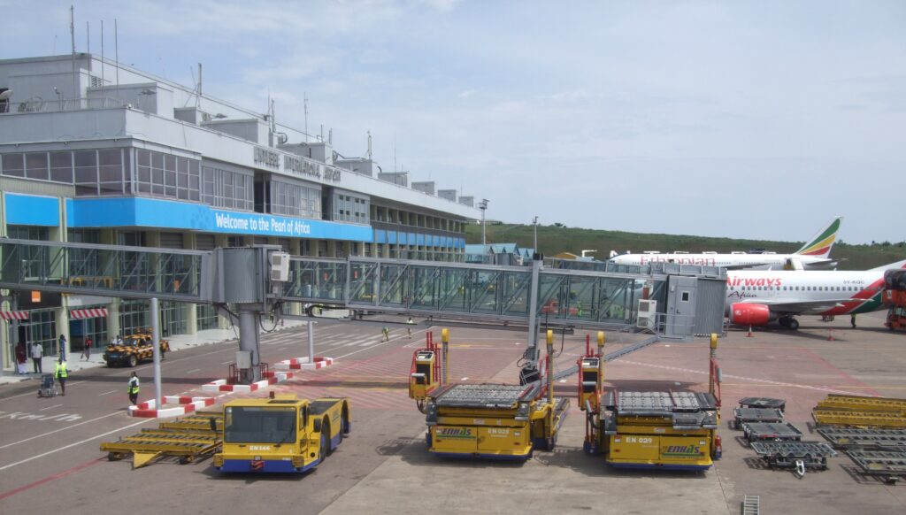 Entebbe International Airport in September 2009; archive location photograph, not October 2026 Ebola screening or quarantine facilities.