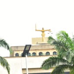 Archive photograph of the Federal High Court headquarters in Abuja, with its justice statue, taken on 29 July 2026