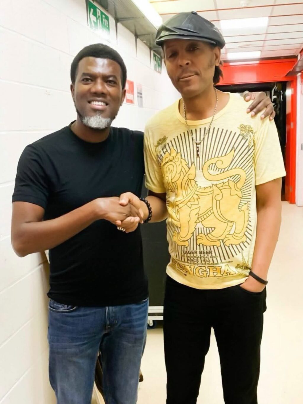Reno Omokri with American singer and Shalamar founding member Jeffrey Daniel.