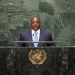 Former Democratic Republic of Congo president Joseph Kabila addressing the United Nations General Assembly