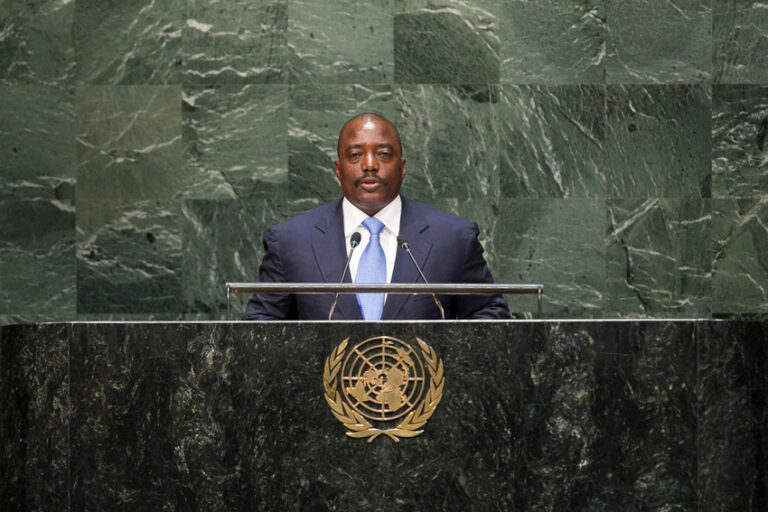 Former Democratic Republic of Congo president Joseph Kabila addressing the United Nations General Assembly