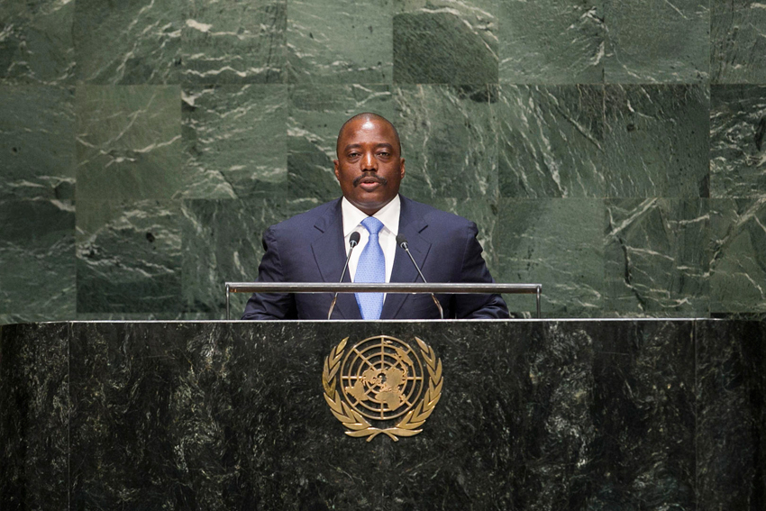 Former Democratic Republic of Congo president Joseph Kabila addressing the United Nations General Assembly