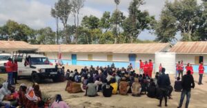 Kenya Red Cross personnel with displaced families at a response site in Moyale in October 2026