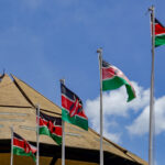 Kenyan national flag flying in Nairobi, photographed in April 2016.