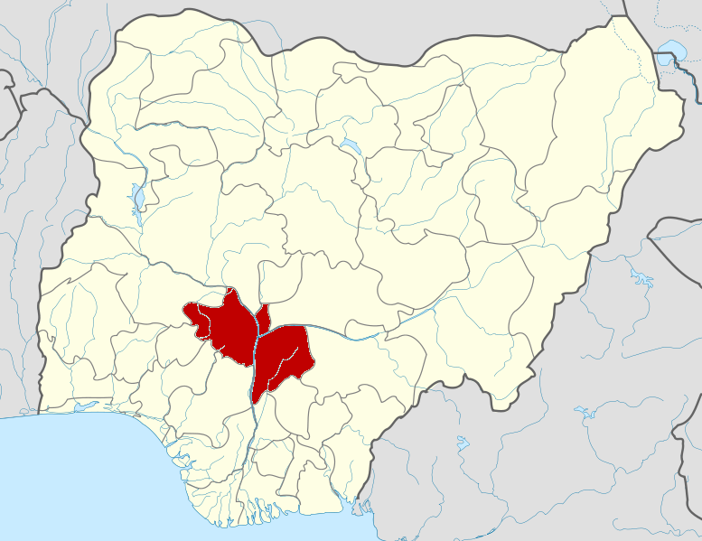 Illustrative map highlighting Kogi State within Nigeria, created in 2010; not a festival photograph or venue map