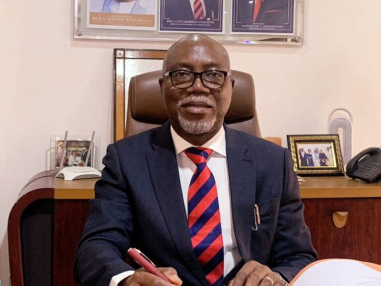 Ondo State Governor Lucky Aiyedatiwa seated in his office in April 2025