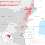 Map of MSF Ebola treatment centres and isolation units in eastern DR Congo and Uganda
