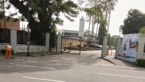 Entrance to the MUSON Centre in Lagos, photographed in December 2024.