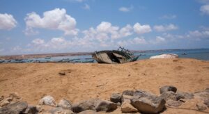 Migrant boat on the shore near Obock in Djibouti