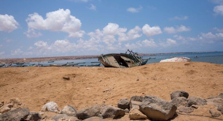 Migrant boat on the shore near Obock in Djibouti