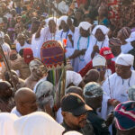 Ooni of Ife Oba Adeyeye Enitan Ogunwusi wearing the sacred Aare Crown