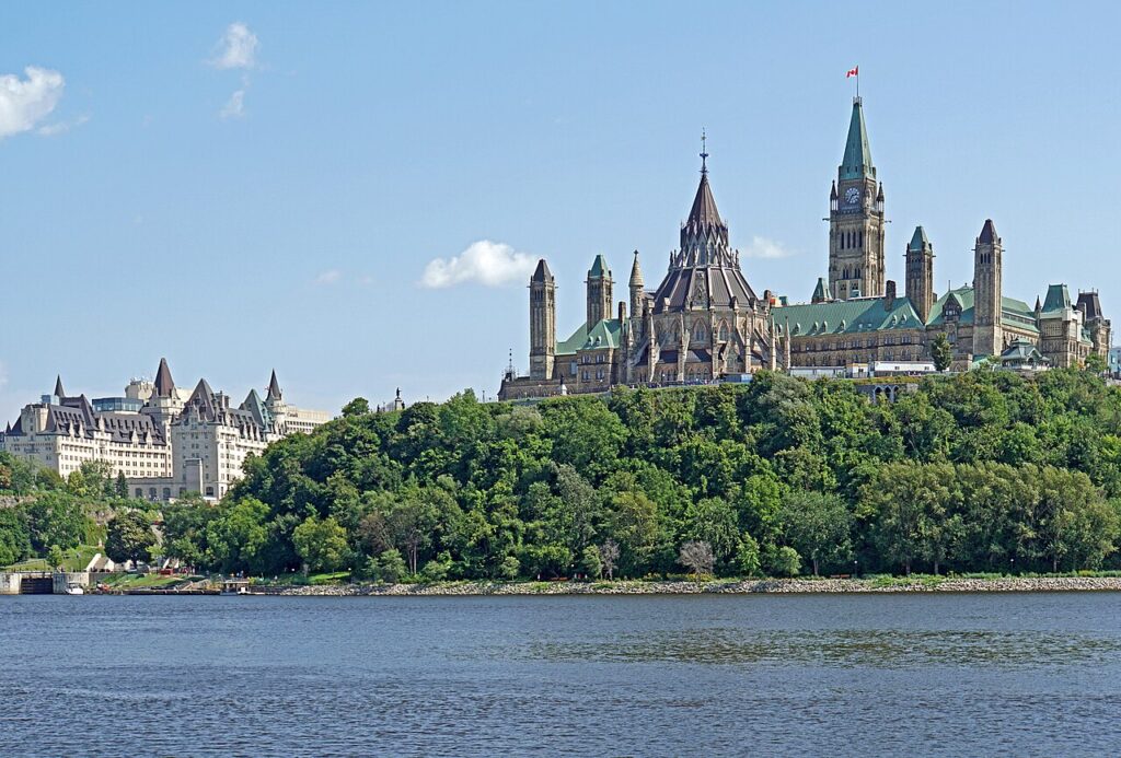Archive view of Ottawa’s skyline across the river from Gatineau, photographed on 23 August 2018.