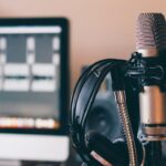 Microphone and computer in a recording studio used to illustrate Yoruba speech technology