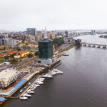 Archive aerial view of Victoria Island, Lagos, 12 September 2024; not the YoruBuddy exhibition or its artwork