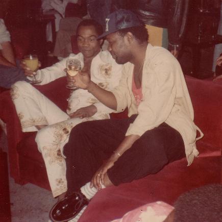 Waïpa Saberty with Fela Kuti, at right, in an archive photograph catalogued as 1970; not the Ilorin exhibition